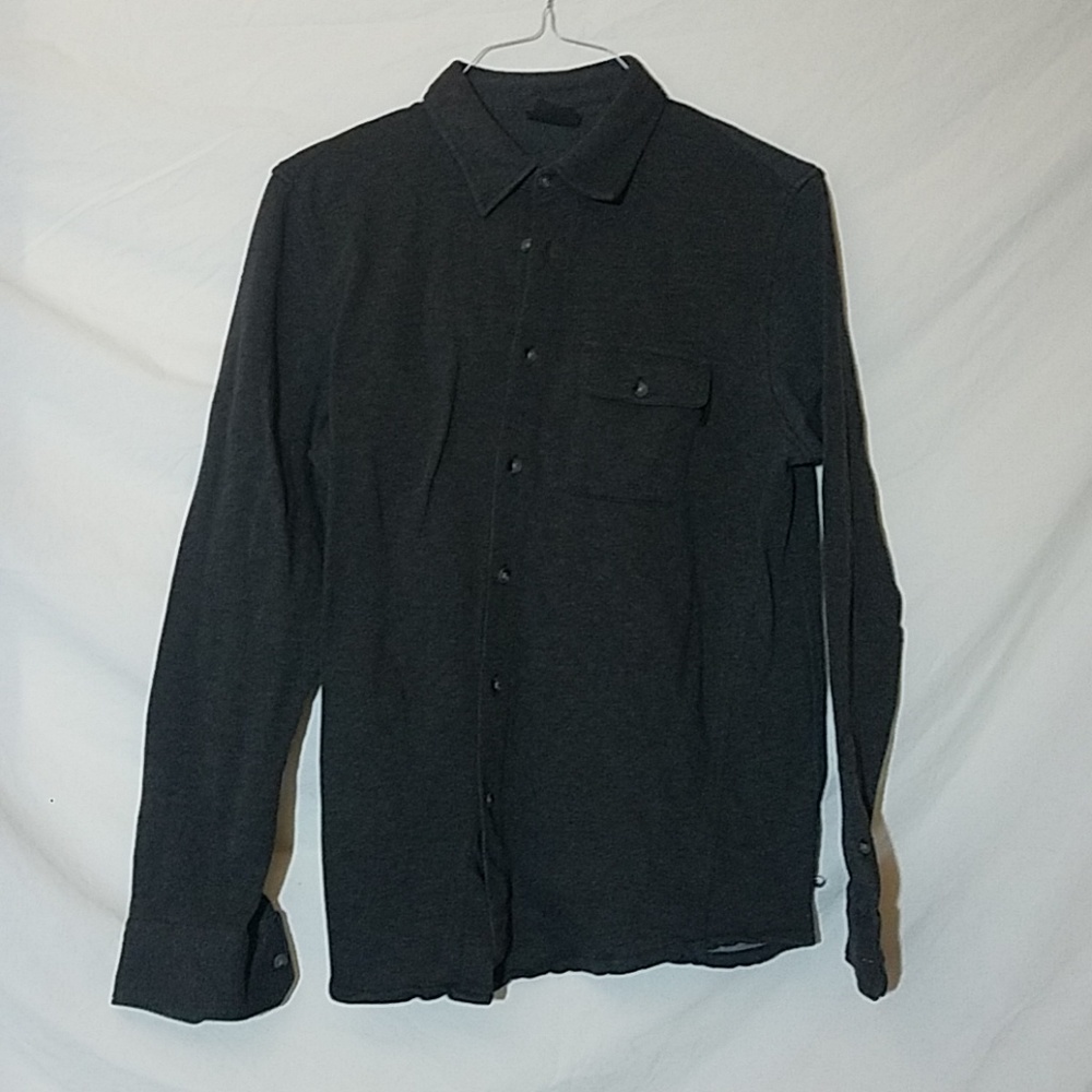 OAKLEY Charcoal Gray Knit Button Down Shirt, Small
